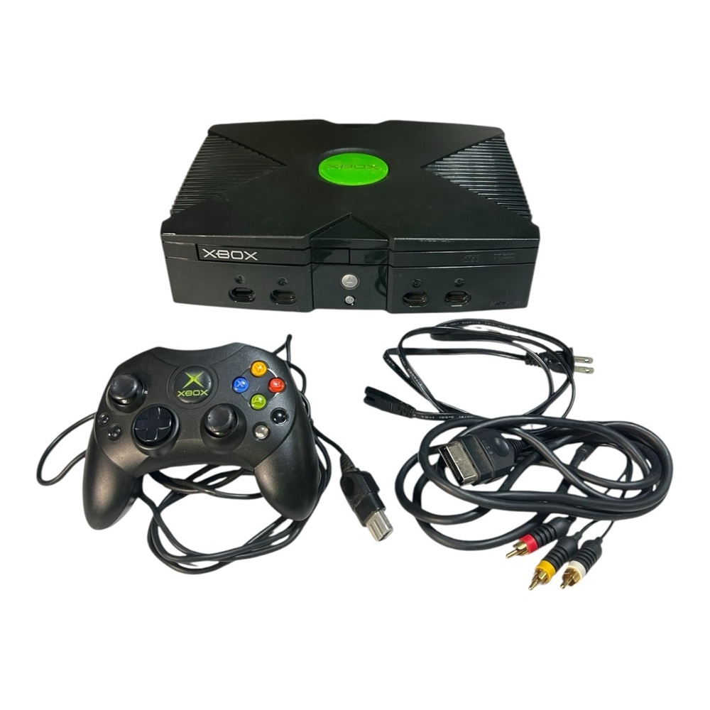 Original Xbox Console Bundle w/ All Cords & Controller TESTED/WORKS!